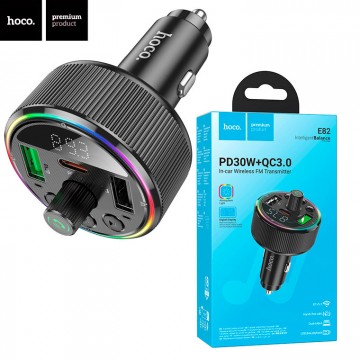 FM модулятор Hoco E82 PD30W+QC3.0 черный в Одессе