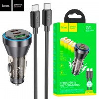 Автомобильное зарядное устройство Hoco NZ12D PD60W QC3.0 2Type-C 1USB 3A Type-C - Type-C black