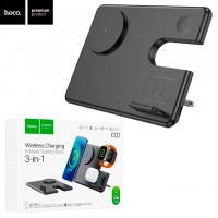 Беспроводное зарядное устройство Hoco CQ1 3in1 black