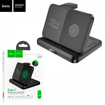 Беспроводное зарядное устройство Hoco CQ7 3in1 black в Одессе