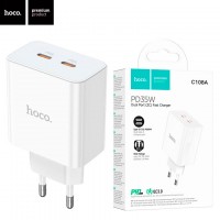 Сетевое зарядное устройство Hoco C108A PD35W 2Type-C 3A white
