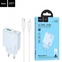 Сетевое зарядное устройство Hoco C142A PD20W QC3.0 1USB 1Type-C 3A Type-C - Lightning blue