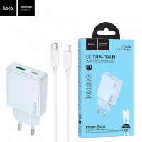 Сетевое зарядное устройство Hoco C142A PD20W QC3.0 1USB 1Type-C 3A Type-C - Type-C blue