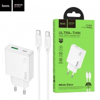 Сетевое зарядное устройство Hoco C142A PD20W QC3.0 1USB 1Type-C 3A Type-C - Type-C white