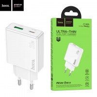 Сетевое зарядное устройство Hoco C142A PD20W QC3.0 1USB 1Type-C 3A white