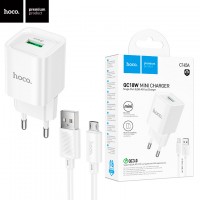 Сетевое зарядное устройство Hoco C145A QC3.0 1USB 18W 3A micro USB white