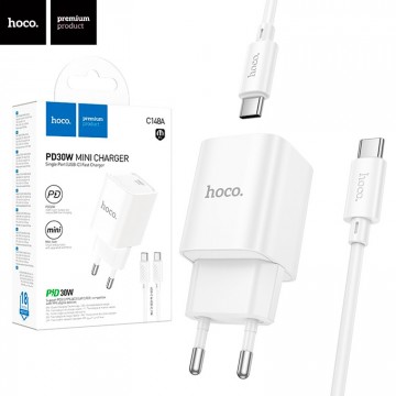 Сетевое зарядное устройство Hoco C148A PD30W 1Type-C 3A Type-C - Type-C white в Одессе