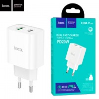 Сетевое зарядное устройство Hoco C80A Plus PD20W QC3.0 1USB 1Type-C 3.1A white