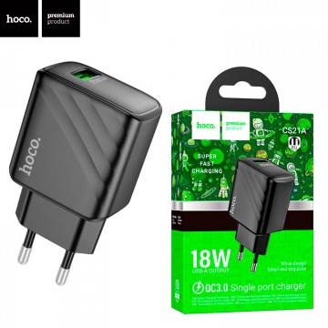 Сетевое зарядное устройство Hoco CS21A QC3.0 1USB 18W 3A black в Одессе