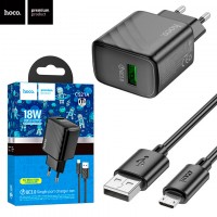 Сетевое зарядное устройство Hoco CS21A QC3.0 1USB 18W 3A micro USB black