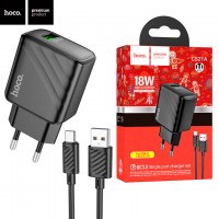 Сетевое зарядное устройство Hoco CS21A QC3.0 1USB 18W 3A Type-C black