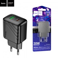 Сетевое зарядное устройство Hoco CS25A PD20W QC3.0 1USB 1Type-C 3A black