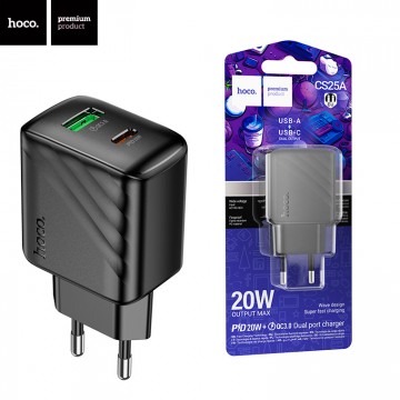 Сетевое зарядное устройство Hoco CS25A PD20W QC3.0 1USB 1Type-C 3A black в Одессе