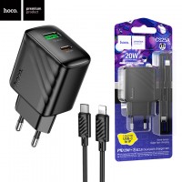 Сетевое зарядное устройство Hoco CS25A PD20W QC3.0 1USB 1Type-C 3A Type-C - Lightning black