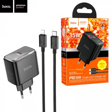 Сетевое зарядное устройство Hoco CS41A PD35W 1Type-C 3A Type-C - Lightning black в Одессе