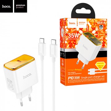 Сетевое зарядное устройство Hoco CS41A PD35W 1Type-C 3A Type-C - Type-C white в Одессе