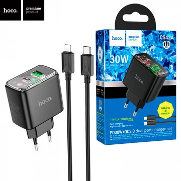 Сетевое зарядное устройство Hoco CS42A PD30W QC3.0 1USB 1Type-C 3A Type-C - Lightning black в Одессе