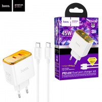 Сетевое зарядное устройство Hoco CS43A PD45W 2Type-C 3A Type-C - Type-C white