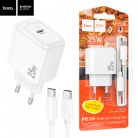 Сетевое зарядное устройство Hoco CS53A PD25W 1Type-C 3A Type-C - Type-C white