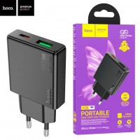 Сетевое зарядное устройство Hoco N38 PD20W QC3.0 1Type-C 1USB 3A black