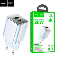 Сетевое зарядное устройство Hoco N46 PD20W QC3.0 1Type-C 1USB 3A blue