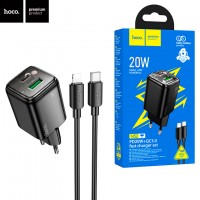 Сетевое зарядное устройство Hoco N52 PD20W QC3.0 1USB 1Type-C 3A Type-C - Lightning black