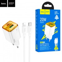Сетевое зарядное устройство Hoco N52 PD20W QC3.0 1USB 1Type-C 3A Type-C - Lightning white