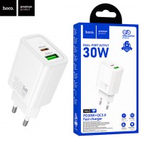 Сетевое зарядное устройство Hoco N63 PD30W QC3.0 1USB 1Type-C 3A white