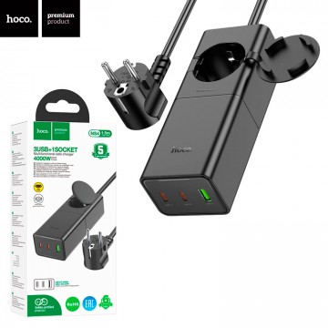 Сетевой удлинитель Hoco NS4 1USB 2Type-C 1xSocket 1.5m black в Одессе
