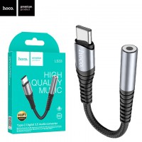 Переходник AUX Hoco LS33 Type-C - Jack 3.5 серый