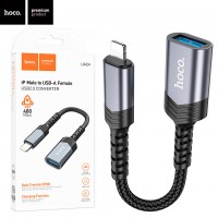 Переходник Hoco UA24 Lightning - USB 2.0 серый