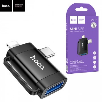 Переходник OTG Hoco UA31F Lightning, Type-C - USB 2in1 черный в Одессе