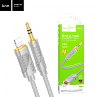 Кабель AUX Hoco UPA30 Jack 3.5 2 pin - Lightning серый