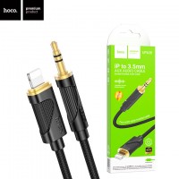Кабель AUX Hoco UPA30 Jack 3.5 2 pin - Lightning черный