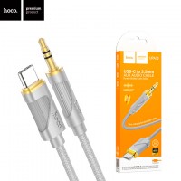 Кабель AUX Hoco UPA30 Jack 3.5 2 pin - Type-C 1m серый