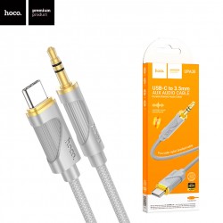 Кабель AUX Hoco UPA30 Jack 3.5 2 pin - Type-C 1m серый