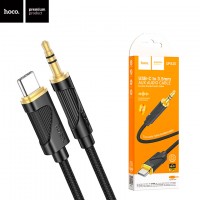 Кабель AUX Hoco UPA30 Jack 3.5 2 pin - Type-C 1m черный