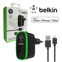 Сетевое+автомобильное зарядное устройство Belkin 3in1 2USB 2.1A+1A Lightning black