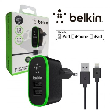 Сетевое+автомобильное зарядное устройство Belkin 3in1 2USB 2.1A+1A Lightning black в Одессе