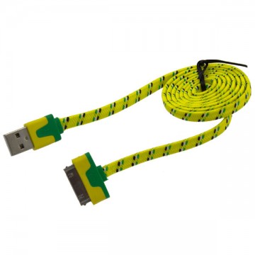 USB кабель iPhone 4S плоский тканевый 1m желтый в Одессе