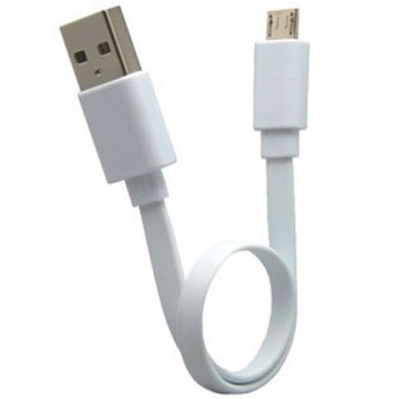 Шнур питания от USB на micro-USB плоский белый 0.1m в Одессе