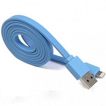 USB - Lightning шнур для iPhone 5S плоский 1m голубой в Одессе