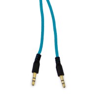 AUX кабель 3.5 M/M в тканевой оплетке голубой 1.5м