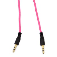 AUX кабель 3.5 M/M в тканевой оплетке розовый 1.5м