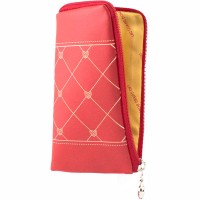 Универсальный чехол-сумка 4″ S LGD ромбик-сердечко красный