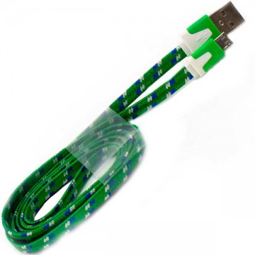 USB кабель Micro плоский тканевый 1m зеленый в Одессе