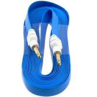 AUX кабель 3.5 M/M плоский 2 метра синий