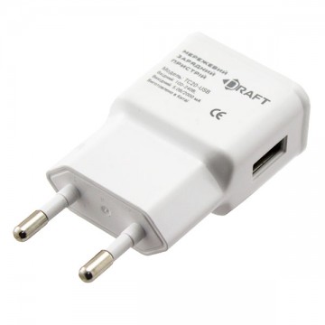 Сетевое зарядное устройство Draft TC10 1USB 2.0A white в Одессе