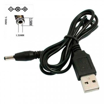 Шнур питания от USB на 3.5*1.35 для фонариков и колонок 1m черный в Одессе