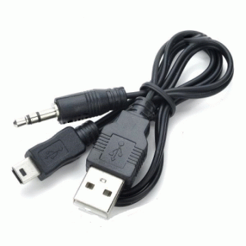 USB - Mini USB - AUX - антенна шнур для портативной колонки 0.5m черный в Одессе